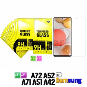 Displayschutzfolie aus gehärtetem Glas für Samsung A51 A71 A52 A72 A21S A42 M51 M31S A01 CORE A11 A81 A91 S10 Lite, Schutzfolie 9H, 0,33 mm, kratzfest, mit individueller Papierverpackung