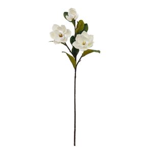 Dekorativa blommor Kransar Konstgjord blomma Magnolia Foamy Feel Simulering Växt med löv Stor röd 3 huvuden Fake Dekoration