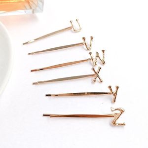 2021 Korean Hair Clips electroplating Letter Rhinestones Gold Hairpins Women Girls Barrettes Accessories 26 letters epacket
