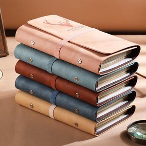 Notepads Retro Loose Leaf Spiral Binder Notebook Grid Blank Weekly Monthly Plan Note Book School Diary Notepad PU Leather Office Supplies