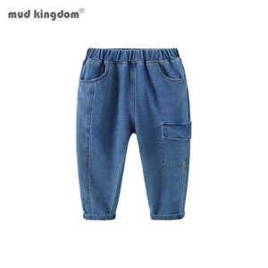 Mudkingdom Jeans da ragazzo Elastico in vita Pantaloni cargo in denim casual per bambini Primavera Autunno 210615