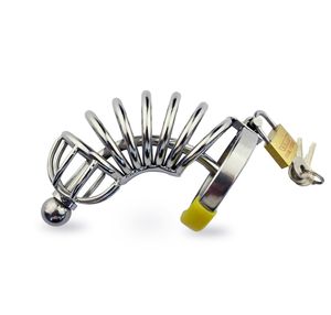 Male Chastity Cage Device Stainless Steel with Urethra Catheter Cock Locking BDSM Sex Toys for Men