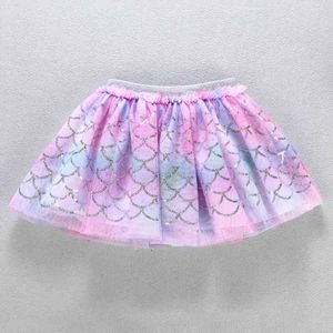 Kids Dance Voile Tutus Girl Glänsande Skirt Fashion Print Tulle For Rainbow Sequin S 210429