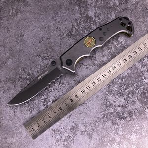 Elf Monkey B092V Cost-effective version pocket folding knife 440C half-serrated Blade Steel handle with glass breaker Camping Outdoor EDC tools