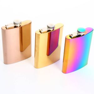 Rainbow Color Stainless Steel 8oz Hip Flask Portable Outdoor Whisky Stoup Wine Pot Alcohol Bottles Colorful Flasks