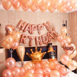 Partijdecoratie volwassen gelukkige verjaardag ballonnen 12 inch latex helium ballon nummer 18 20 25 30th rose gouden decoraties benodigdheden