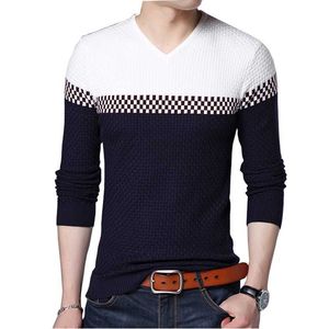 Browon Men Marka Sweater Business Leisure kazak v yaka erkek fit Slim s Slim s Man için 220125