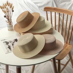 Unisex Outdoor Beach Travel Hats Shade Sunscreen Strap Caps Straw Wide Brim Flat Hats for Summer