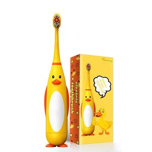 Baby Sonic Electric Toandborste 3D Duck Cartoon Design Mjuk Dupont Bristle Power av AA Batteri Oral Hygienborste Partihandel