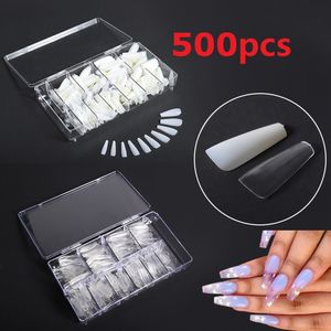 500pcs box Fake Nail Tips Extension Acrylic Transparent French False Nails Pointy Stiletto Square Full Cover Manicure Tool