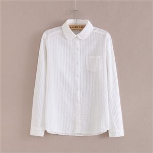100% Baumwolle Hemd Hohe Qualität Frauen Bluse Herbst Langarm Solide Weiße Hemden Dünne Weibliche Casual Damen Tops 210518
