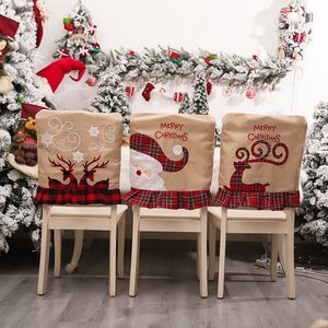 Coperchi di sedie natalizie decorazioni decorazioni posteriori del banchetto grazioso cucina ricami da ricamo da pranzo in lino durevole.