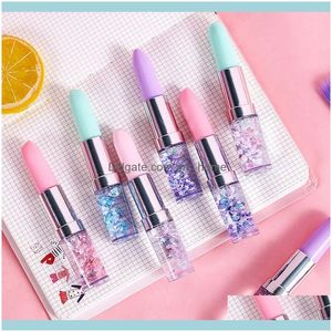 Pens Writing Business & Industrialcreative Lipstick Shape Glitter Gel Bling Quicksand 0.5Mm Signature Pen Stationery School Office Supplies