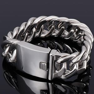 Link, Chain 20/22MM Stainless Steel Curb Cuban Link Bracelet Men Cool Masculine Wristband Man Homme Armband Classic Male Jewelry Gifts