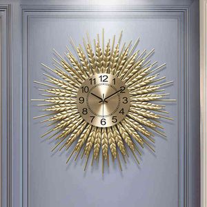Luxo Metal Wall Relógios Moderno Design Europeu Golden Art Silent Relógios de Parede Sala de estar Horloge Murale Home Decoração ZP50WC H1230