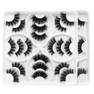 Doğal Kalın Kıvırcık 3D Yanlış Kirpik Yumuşak Işık Canlı Kullanımlık El Yapımı Sahte Lashes 10 Pairs Set Göz Makyaj Aksesuar 8 Modeller Kirpik Uzantıları