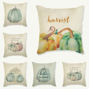 Happy Fall Thanksgiving Cushion Cover Pillow Case Turkey Water Color Pumpkin Print Halloween Party Decor Cushion/Decorative