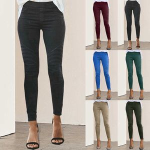 Frühling Frauen Bleistift Hose Spitze Up Taille Casual Frauen Hosen Solide Multi-Taschen Plus Größe Cargo Hosen Slim Fit hosen Q0801