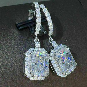 Splendida zirconia cubica gli orecchini pendenti per le donne vintage party nobile orecchino femminile di alta qualità gioielli di colore argento di alta qualità