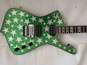 Rare White Zombie Jay Yuenger ICJ100WZ Iceman Galactic Electric Guitar Metallic Green Silver Star Top, Floyd Rose Tremolo Bridge, Pearl & Abalone Block Inlay