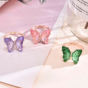 Schmetterlingsring Lila Mode Temperament offener verstellbarer Ring süßer romantischer weiblicher Schmuck Mädchen Hochzeitsgeschenk