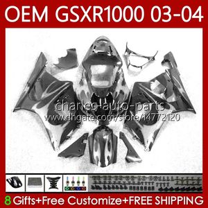 OEM Fairings 100%Fit For SUZUKI 1000CC K3 GSX-R1000 03-04 Body 67No.207 GSXR 1000 CC GSXR1000 White flames 2003 2004 K 3 GSX R1000 GSXR-1000 03 04 Injection mold Bodywork