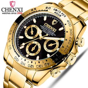 Ченси мужские Золотые наручные часы для мужчин Часы Повседневные Кварцевые Часы Роскошный Бренд Водонепроницаемый Часы Человек Relogio Masculino Q0524