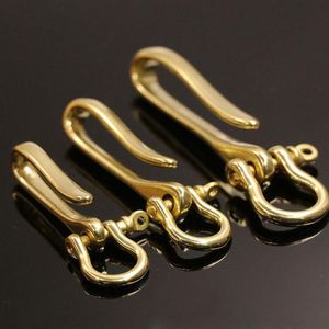 Keychains Copper Brass U Shaped Fob Belt Hook Clip Mens Metal Gold 3 Size Key Chain Ring Joint Connect Buckle Holder Accessory