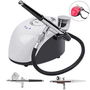 2 CC / 7CC Copa Dual Ação de 0.2mm Bico Airbrush Kit Compressor com Pintura Pulverizador para Nail Art Compõem Pincel 210719