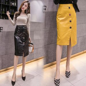 Skirts Autumn Women Sexy Club Party Black Yellow Holographic Skirt Shiny Laser High Wais Latex Leather