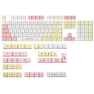 146 Tuşlar XDA Profil PBT Macaron Keycaps Boya Süblimasyon Anahtarlık GH60 GK61 Kiraz MX Anahtarı Mekanik Klavye KeyCap