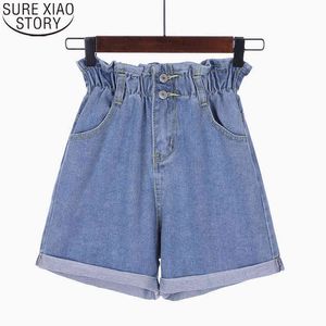 Vintage Kvinnor Sommar Mode Koreansk Plus Size Loose Light Blue Denim Jeans Femme Straight Casual Shorts 9579 210417