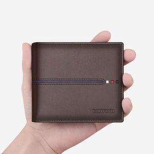 2021 Men's Genuine Leather Blocking Fold Ultra Thin Business Card Holder Purse Money Bag Wallet