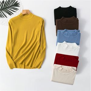 Turtleneck - Outono Outono Inverno Pullovers Camiseta Camisa Longa Manga Longa Curto Coreano Slim-Fit apertado suéter 210507