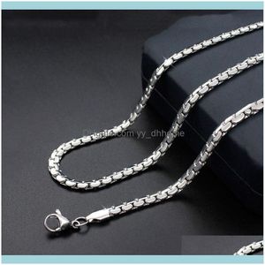 & Pendants Jewelry4.8Mm Vintage Stainless Steel Curb Flat Link Chain Necklaces Cool Party Cuban Gift Jewelry Length 55-60Cm For Men Male Cha