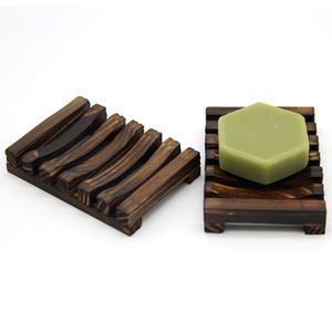 Natural Wooden Soap Dish Draining Shower Bathroom Grille Sponge Soaps Holder Container Storage Tray Box Daily Convenient Drain Anti-slip Household HY0229