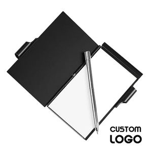 1pc personalizado personalizado bloco de notas de alumínio de metal aparência mini cadernos com uma caneta suprimentos de negócios pode ser transportado em torno de 210611