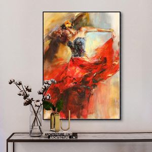HDの抽象的なダンスバレリーナの女の子の女の子の油絵スカンジナビアのポスターとプリントの壁の芸術写真の居間のための絵