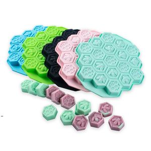 Bar Silicone Ice Cube Molds Flexible Ices Trays BPA Free for Whiskey Cocktail 19 Grid Bee Honeycomb Shape CCB8675