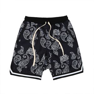 Fashion Shorts Hip Hop 70s Bandana African Digital Print Hög midja Svart Casual Sportbräda Byxor För Män