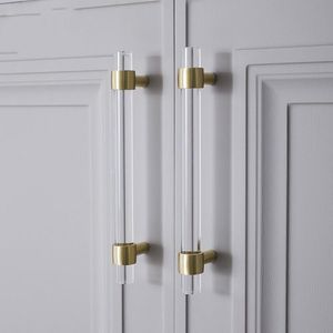 Handles puxa a porta acrílica punho transparente armário e botões gaveta de ouro móveis de luxo casa de banho de luxo puxar