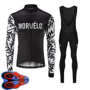 2021 Morvelo Takım Erkekler Bisiklet Uzun Kollu Jersey Önlüğü Pantolon Setleri Fabrika Doğrudan Satış Sonbahar MTB Bisiklet Kıyafetler Bisiklet Giyim Spor Üniforma Y21052507
