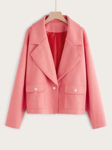 Nouveau manteau de laine rose pour dames automne et hiver court taille moyenne hipster Nizi manteaux grande taille vêtements d'extérieur