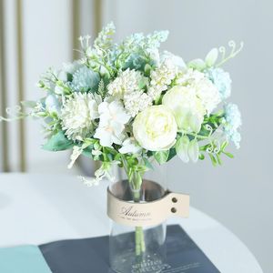 ホワイト造花シルクローズホーム結婚式の装飾リビングルーム DIY 工芸品高品質造花ビッグハイブリッドブーケ