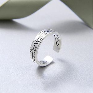 Cluster-Ringe 2021 Koreanischer Stil Tibetischer Splitter Rom Zahlen Buchstaben Woche Verstellbarer Ring Anillo Vintage Blatt Cool Modeschmuck KJZ0363