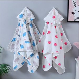 Ręcznik Super Miękkie Baby Kapturem Bathrobe Niemowlę Śpiwór Torba Swiaddle Wrap Koce Born Bath Poncho Spa S 210728