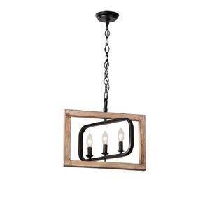 Bondgård ljuskrona hängande lampor för matsal 6-lätt rektangulära ljuskronor lätt trä kök ö belysning