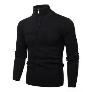 Męskie swetry Sweter Sweter Mężczyźni Swetry męskie Mock Neck Slim Jersey Knitwear Jesień Zima Ciepłe Wino Czerwone Business Skoczków