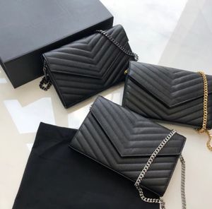 Sacchetti di donne in pelle autentica di alta qualità in scatola originale a spalla messenger borsetta borsetta a catena del corpo