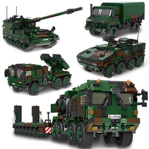 WW2 Panzer Tank Leopard Armored car Military Truck Building Blocks World War Military Army Vehicle Germany Tank Educational Toys Q0624